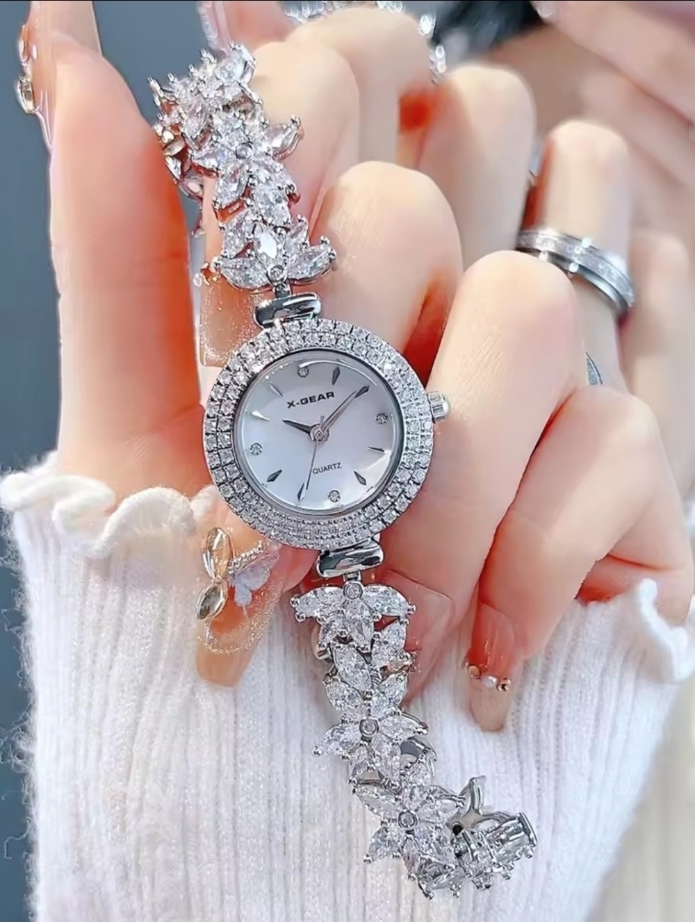 X-Gear Women's Silver Crystal Bracelet Watch - Sparkling Jewelry Timepiece